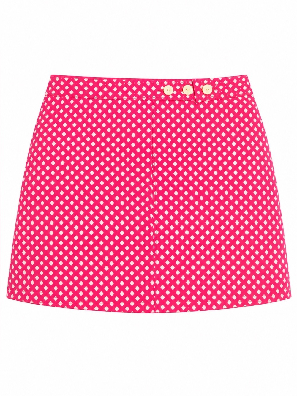 Vintage Y2K J. Crew Pink & White Diamond Dot Printed Preppy Mini Skirt Size 2